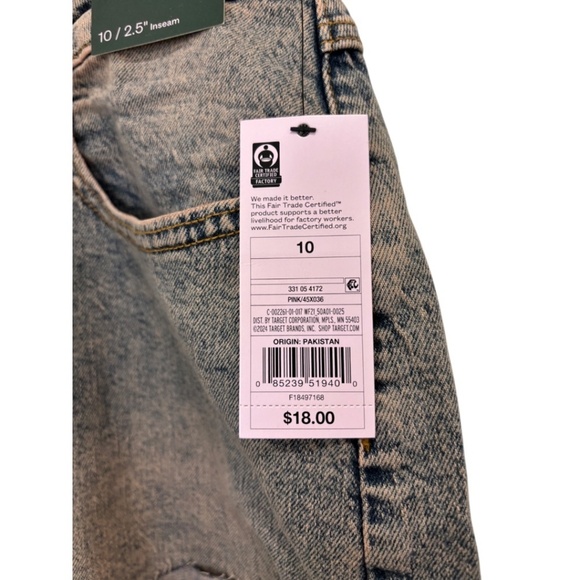 Wild Fable Size 10 Denim High-Rise Rolled Cuff Jean Shorts Fair Trade Certified - Picture 3 of 6